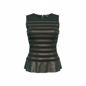Black Sleeveless Striped Top
